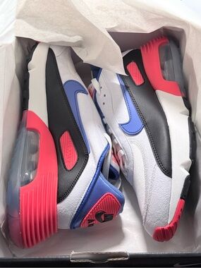 11.5 Men’s Air Max Sneakers — White/Black/Racer Blue